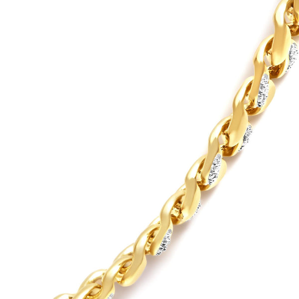 14K Yellow Gold Plated .925 Sterling Silver 1.0 Cttw Diamond Cuban Link Necklace (I-J Color, I3 Clarity) - 18