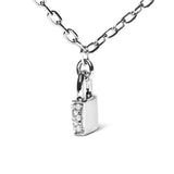 .925 Sterling Silver 1/4 Cttw Diamond Lock Pendant Necklace with Paperclip Chain (H-I Color, SI2-I1 Clarity)-2 thumbnail 3