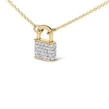 14K Yellow Gold 1/6 Cttw Diamond Lock Pendant 18" Necklace (I-J Color, I1-I2 Clarity)-2