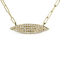 14K Yellow Gold 3/8 Cttw Two-Strand Marquise and Bar Charm Paper Clip Link Pendant Necklace  (I-J Color, I1-I2 Clarity) -18