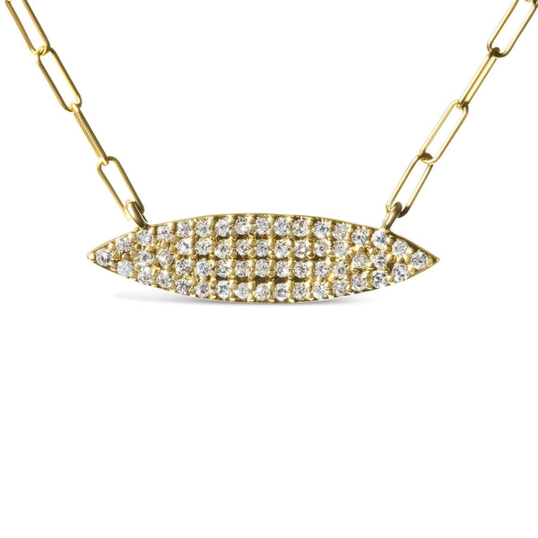 14K Yellow Gold 3/8 Cttw Two-Strand Marquise and Bar Charm Paper Clip Link Pendant Necklace  (I-J Color, I1-I2 Clarity) -18