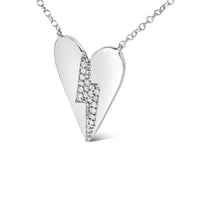 .925 Sterling Silver Diamond Broken Heart Pendant Necklace (H-I Color, I1-I2 Clarity) - 18
