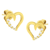 14KT Yellow Gold 1/8 cttw Diamond Journey Heart Earrings (K-L, I1-I2)