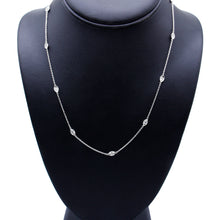 14K White Gold 1.00 Cttw Bezel Set Round Diamond Marquise Shaped Milgrain Station 18" Collar Necklace (G-H Color, SI1-SI2 Clarity)-2