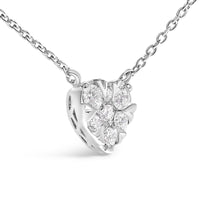 14K White Gold 1/4 Cttw Diamond Composite Heart Pendant Necklace - 18