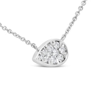 14K White Gold 1/4 Cttw Round Diamond Composite Teardrop Shape 18