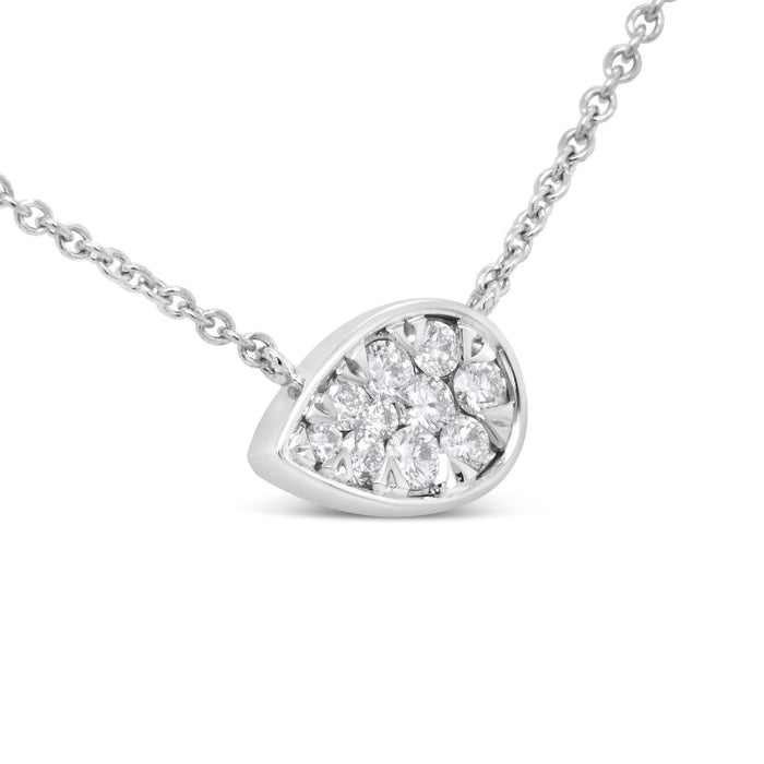 14K White Gold 1/4 Cttw Round Diamond Composite Teardrop Shape 18