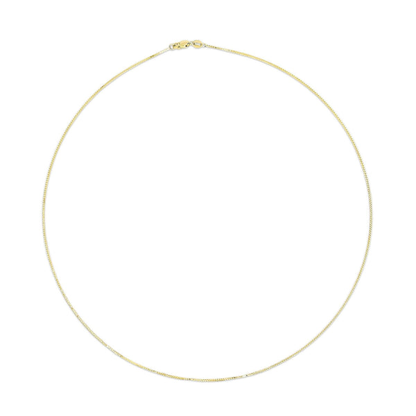 Unisex Solid 14K Gold 0.75mm Classic Box Chain Necklace