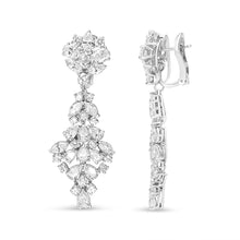 18K White Gold 9 1/2 Cttw Diamond Cluster Drop Dangle Clip-On Earrings (F-G Color, VS1-VS2 Clarity)-2