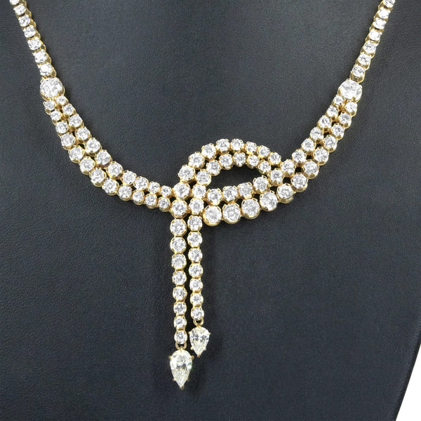 14k Yellow Gold 17.0 Cttw Diamond Double Row Lariat 18