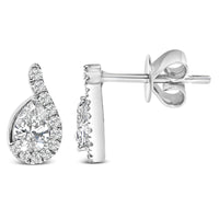 14K White Gold 5/8 Cttw Lab Grown Diamond Tear Drop Halo Stud Earring