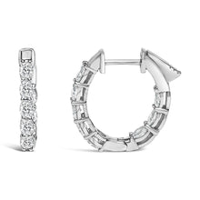 14K White Gold 2 3/4 Cttw Oval Cut Lab Grown Diamond Inside Out Hoop Earrings-2
