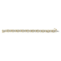 14K Yellow Gold 8 1/5 Cttw Baguette and Princess-Cut Diamond Geometric Twist Link Bracelet (G-H Color, VS1-VS2 Clarity) - Size 7