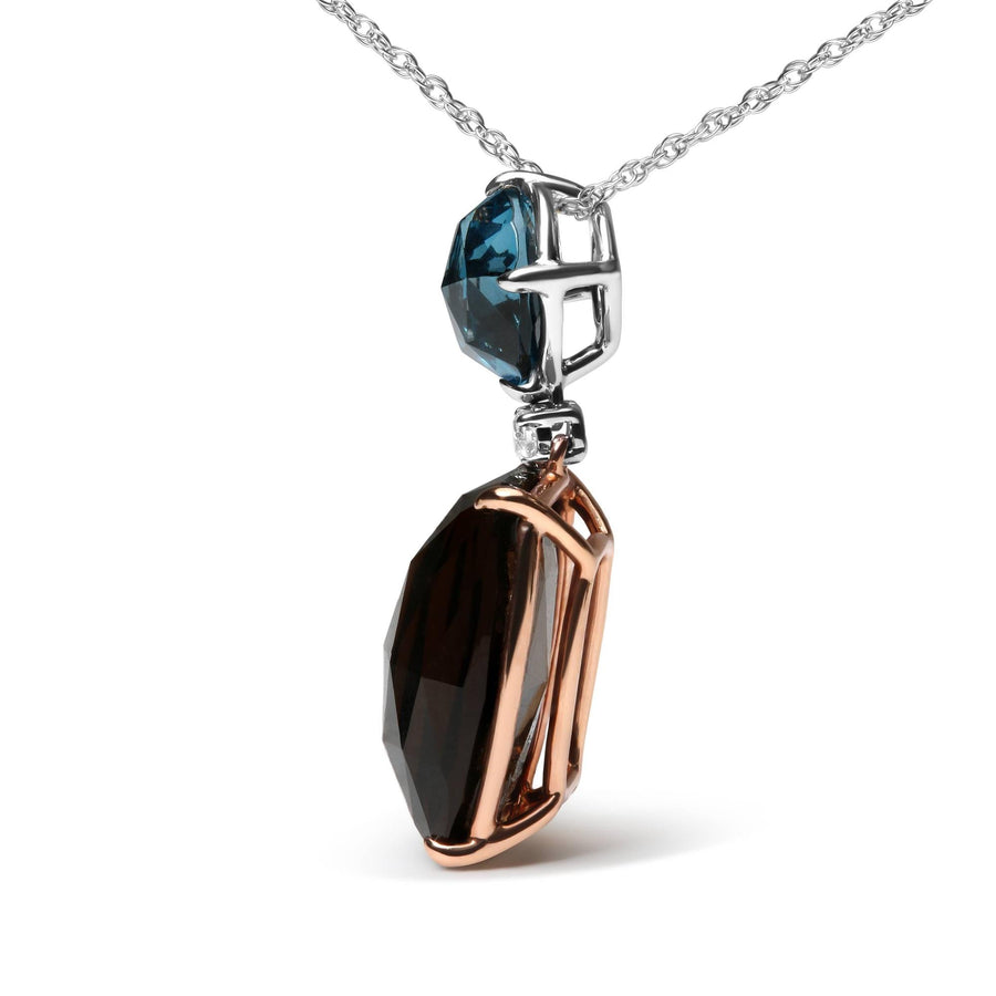 The London Blue Topaz & Smoky Quartz Drop Pendant