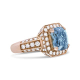 18K Rose Gold 10x10mm Cushion Shaped Aquamarine and 1 1/8 Cttw Round Diamond Halo Ring (F-G Color, VS1-VS2 Clarity)-2 thumbnail 3
