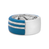 .925 Sterling Silver Turquoise Enamel 5/8 Cttw Round Diamond Wide Band Statement Ring (F-G Color, VS1-VS2 Clarity)-2 thumbnail 3