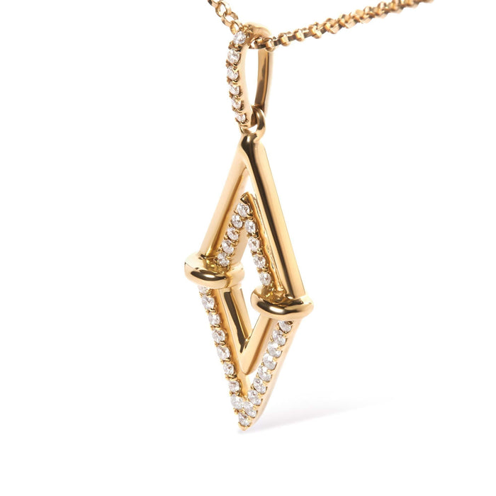14K Yellow Gold 1/4 Cttw Diamond Double Triangle Geometric 18
