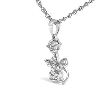 .925 Sterling Silver Diamond Accent Flower Pendant Necklace (J-K Color, I2-I3 Clarity) - 18" Inches-2