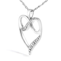 .925 Sterling Silver Diamond Accent Infinity Heart Love Pendant Necklace (J-K Color, I2-I3 Clarity) - 18