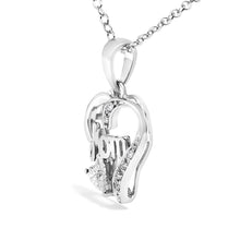 .925 Sterling Silver Diamond Accent Mom with Heart Pendant Necklace (J-K Color, I2-I3 Clarity) - 18" Inches-2
