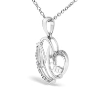 .925 Sterling Silver Cursive Mom Heart Diamond Accent Pendant Necklace (J-K Color, I2-I3 Clarity) - 18" Inches-2