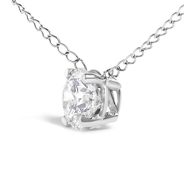 14K Gold Floating 1/2 Cttw Lab Grown Diamond Solitaire Pendant Necklace - 18