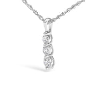 .925 Sterling Silver 1/7 Cttw Lab Grown Diamond Three Stone Diamond Pendant Necklace - 18