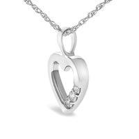 .925 Sterling Silver Lab Grown Diamond 1/4 Cttw Three Stone Heart Pendant Necklace - 18