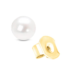 14K Gold Round White Saltwater Akoya Cultured Pearl Stud Earrings AAA+ Quality - Choice of MM Size-4