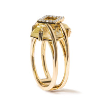 14K Yellow Gold 15x15 MM Marquise Cut Yellow Topaz and Diamond Accent Statement Cocktail Ring (G-H Color, SI1-SI2 Clarity)