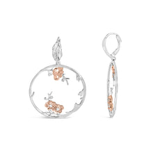 Rose Gold Plated .925 Sterling Silver 1/10 Cttw Diamond Floral Hoop Earrings (I-J Color, SI1-SI2 Clarity)-2