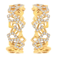 14K Yellow Gold 3/4 Cttw Diamond Honeycomb Hoop Earrings (G-H Color, SI1-SI2 Clarity) - 24MM