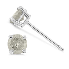 .925 Sterling Silver 4-Prong Round-cut "Salt and Pepper" Diamond Classic Stud Earrings (I-J Color, I3 Clarity)-4