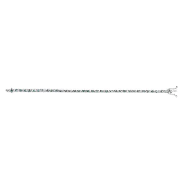 14K White Gold 4.0 Cttw Alternating White and Blue Lab Grown Diamond Tennis Bracelet - 7