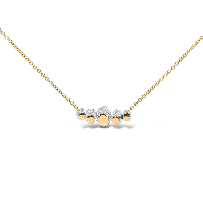 18K Rose Gold 3/4 Cttw Pave Diamonds and Graduated Green Tsavorite Gemstone Curved Bar Choker Necklace (G-H Color, SI1-SI2 Clarity) - Adjustable up to 14