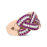 18K Rose Gold Red Ruby and 7/8 Cttw Diamond Woven Braided Band Ring (F-G Color, VS1-VS2 Clarity)-2 thumbnail 3