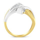 10K Two Toned Channel-Set Diamond Bypass Ring (1/4 cttw, I-J Color, I2 Clarity)-1 thumbnail 2