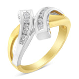10K Two Toned Channel-Set Diamond Bypass Ring (1/4 cttw, I-J Color, I2 Clarity)-3 thumbnail 4