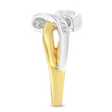 10K Two Toned Channel-Set Diamond Bypass Ring (1/4 cttw, I-J Color, I2 Clarity)-4 thumbnail 5