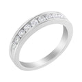 18K white gold ring with round diamond stones in a low-profile band