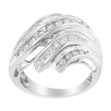 10K White Gold Round and Baguette Cut Diamond Channel Ring (3/4 Cttw, H-I Color, SI2-I1 Clarity)-1 thumbnail 2