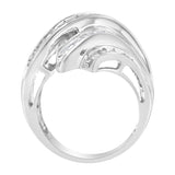 10K White Gold Round and Baguette Cut Diamond Channel Ring (3/4 Cttw, H-I Color, SI2-I1 Clarity)-3 thumbnail 4