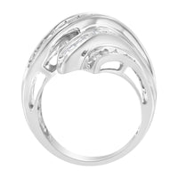 10K White Gold Round and Baguette Cut Diamond Channel Ring (3/4 Cttw, H-I Color, SI2-I1 Clarity)