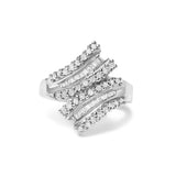 10K White Gold 1/2 Cttw Diamond Bypass Cocktail Ring-0 thumbnail 1