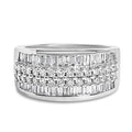 14K white gold ring with round and baguette diamond stones