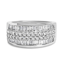 14K White Gold Round and Baguette Diamond Ring (1 1/2 Cttw, F-G Color, SI1-SI2 Clarity)