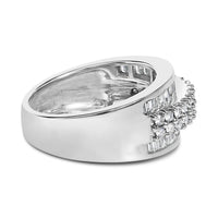 14K White Gold Round and Baguette Diamond Ring (1 1/2 Cttw, F-G Color, SI1-SI2 Clarity)