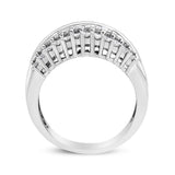 14K White Gold 1.00 Cttw Round and Baguette-Cut Diamond Modern Band Ring (H-I Color, SI2-I1 Clarity)-4 thumbnail 5