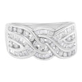 10K white gold bypass ring with round diamond stones, 1 carat total