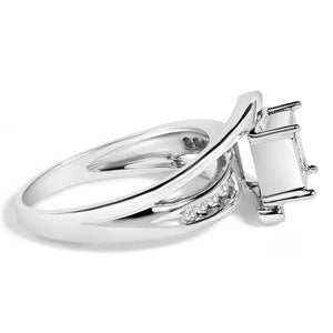 10K White Gold 1/3 Cttw Invisible Set Princess-cut Diamond Cluster Bypass Ring (H-I Color, SI1-SI2 Clarity)-1